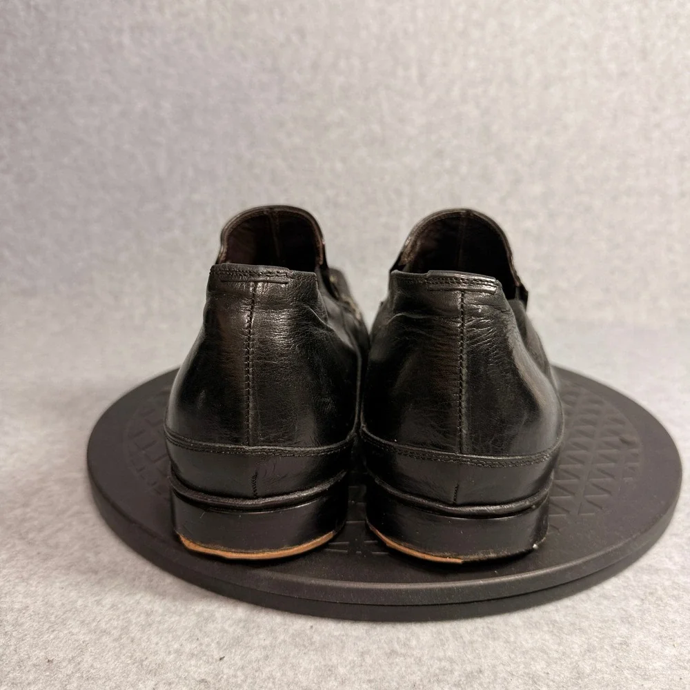 Vero Cuoio Mens Black Leather Bamboo Bit Loafers Made in Italy Size 42.5